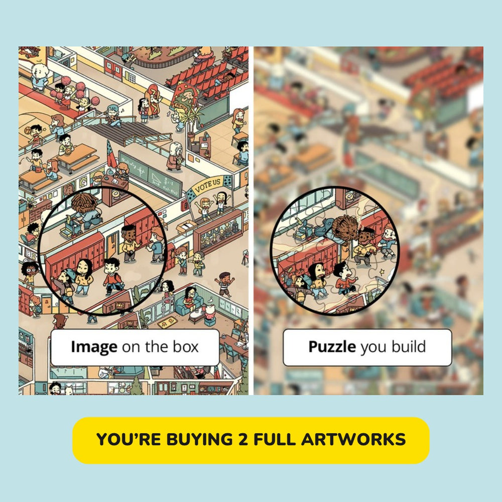 Image on the box next to the puzzle you build: you're buying 2 full artworks