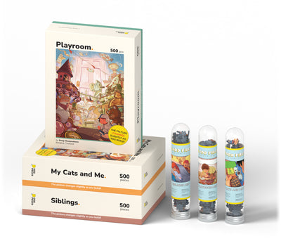 Inner Child Series 3-pack with 3 mini puzzles 500 piece puzzle box, stack
