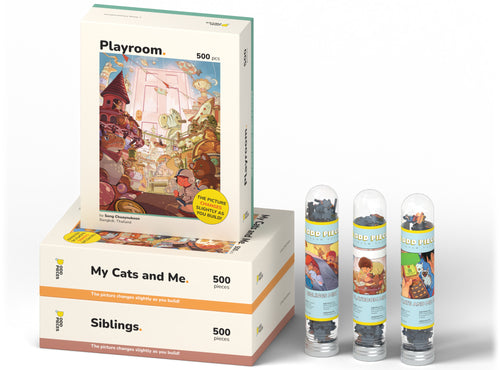 Inner Child Series 3-pack with 3 mini puzzles 500 piece puzzle box, stack