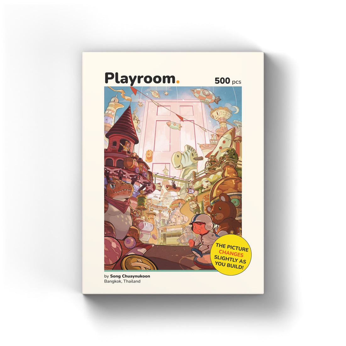 Playroom 500 piece puzzle box, overhead