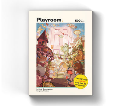 Playroom 500 piece puzzle box, overhead