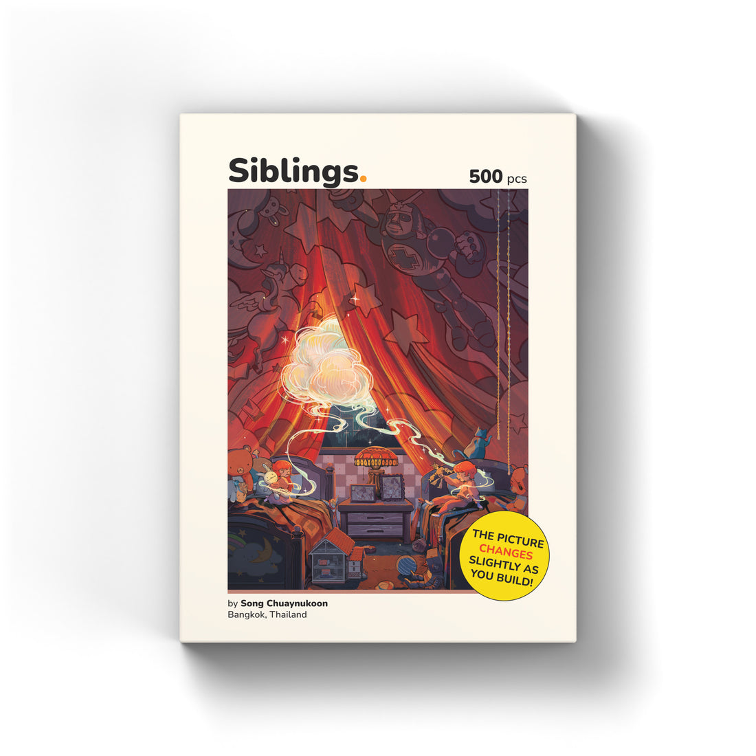 Siblings 500 piece puzzle box, overhead