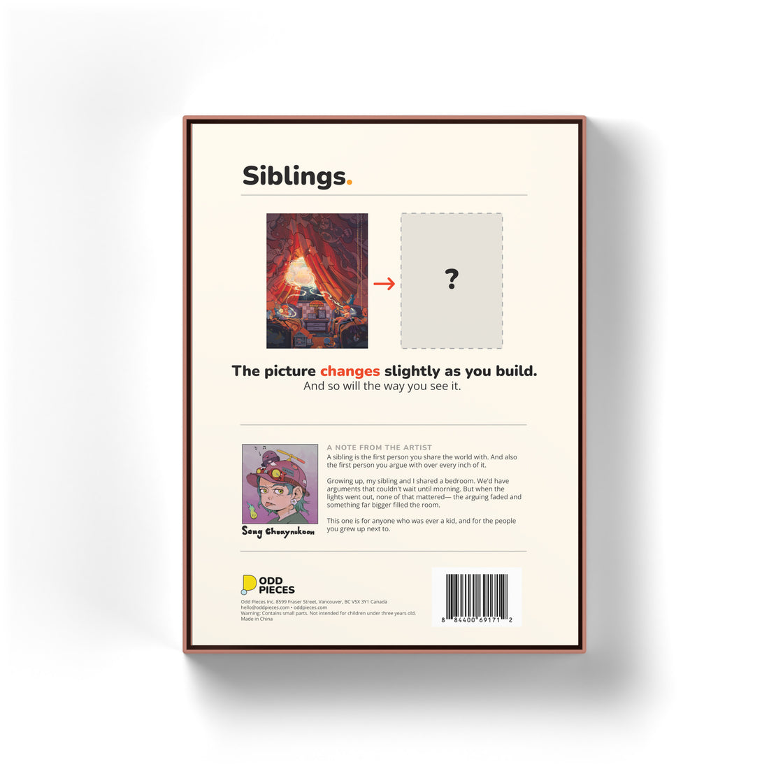 Siblings 500 piece puzzle box, back