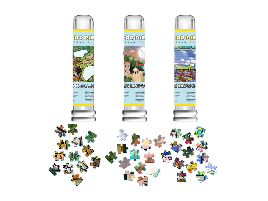 Three mini puzzle tubes