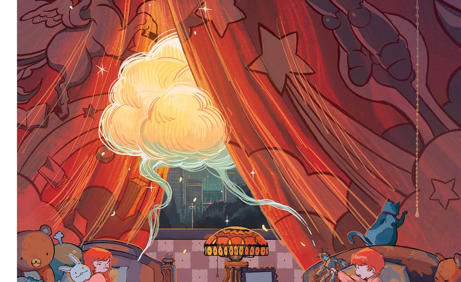 A close-up of the glowing cloud